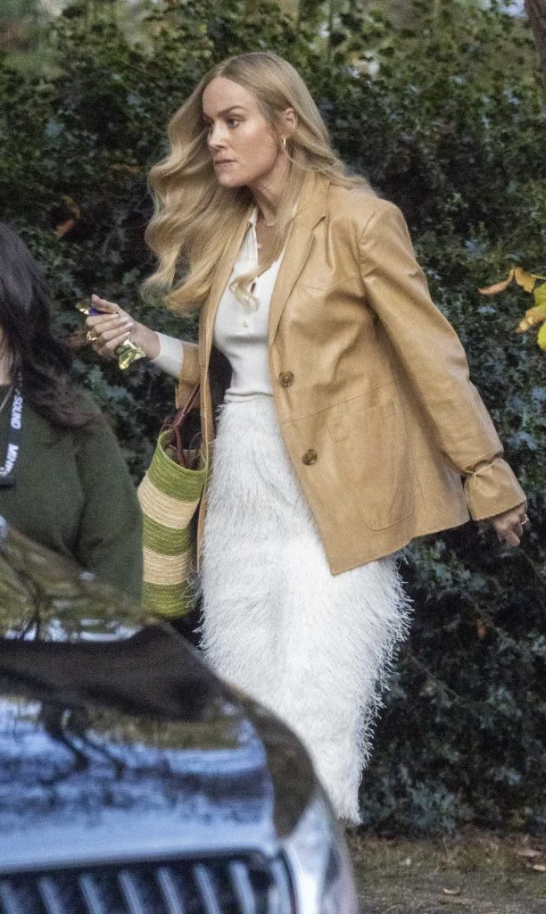 Brie Larson in a Beige Blazer