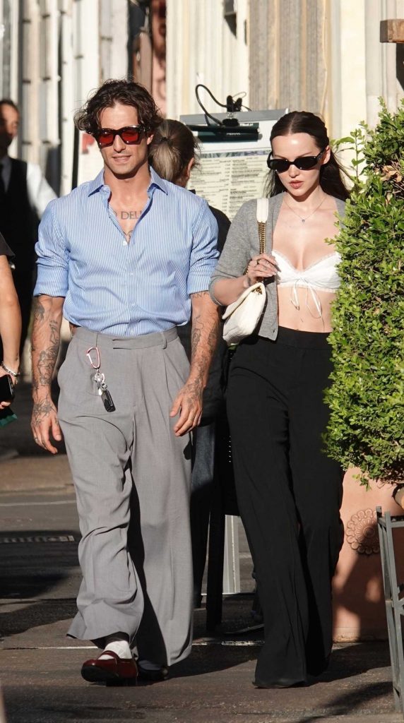 Dove Cameron in a Grey Cardigan