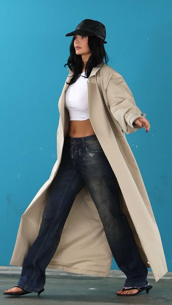 Kylie Jenner in a Beige Trench Coat