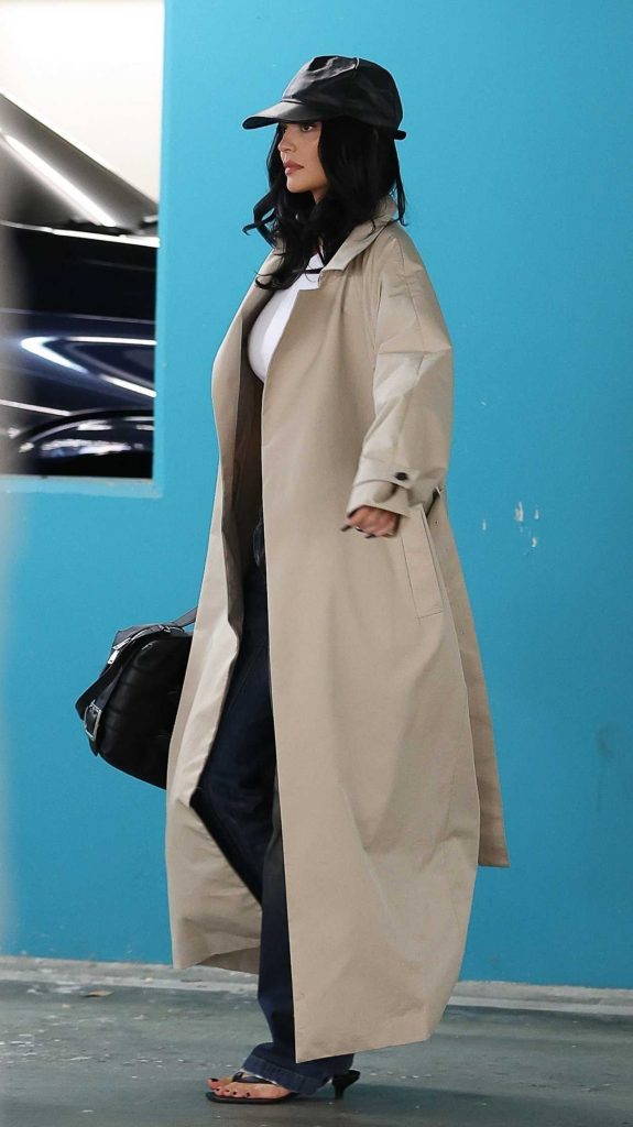 Kylie Jenner in a Beige Trench Coat