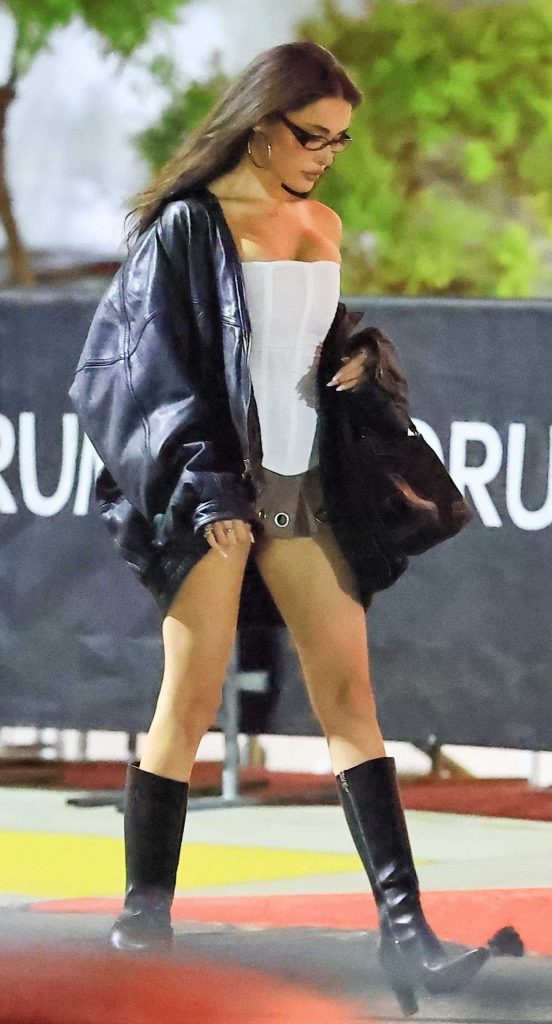 Madison Beer in a Black Leather Jacket