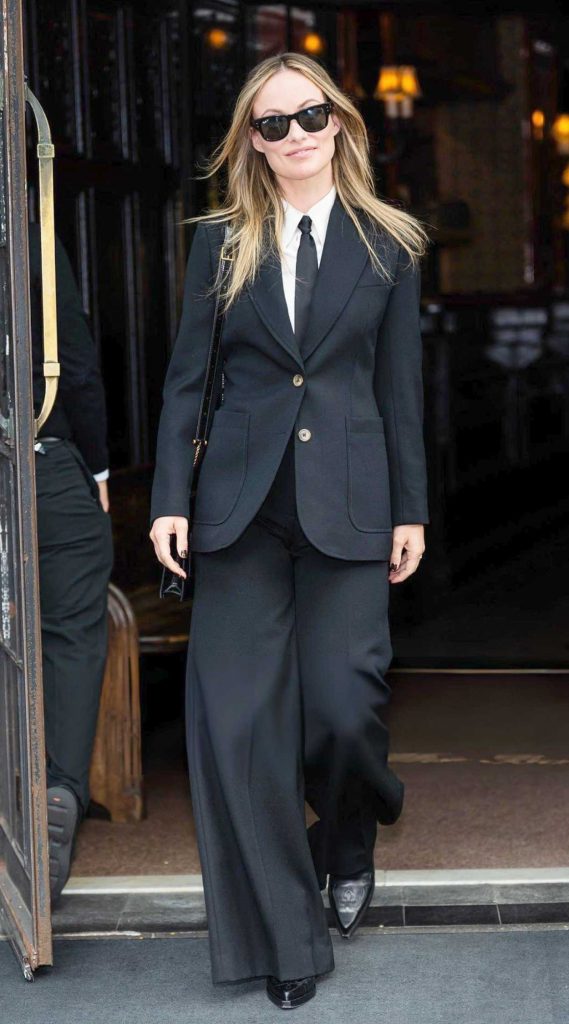 Olivia Wilde in a Black Pantsuit
