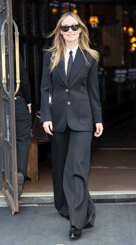 Olivia Wilde in a Black Pantsuit