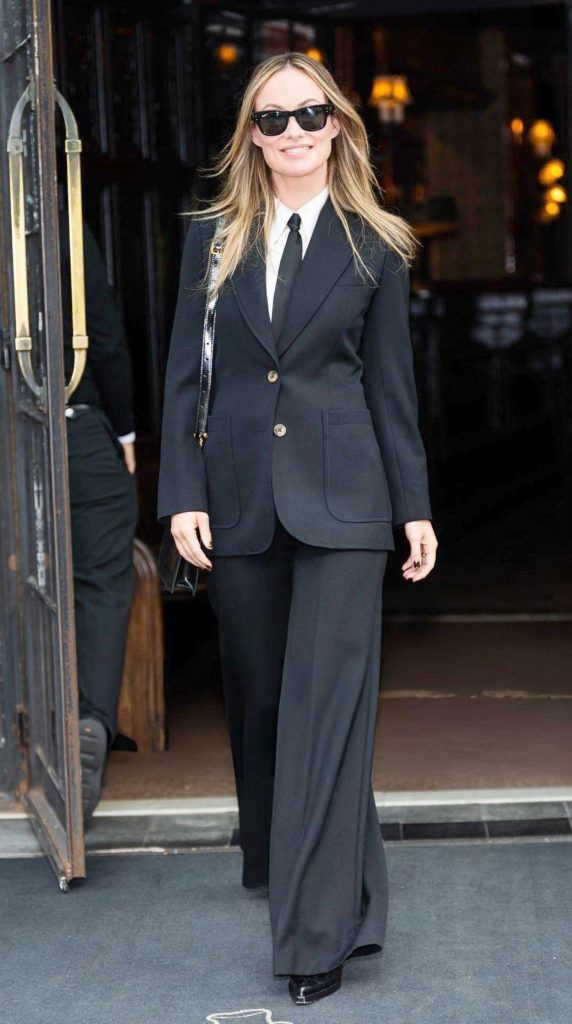 Olivia Wilde in a Black Pantsuit