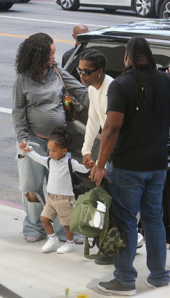 Rihanna in a Blue Ripped Jeans