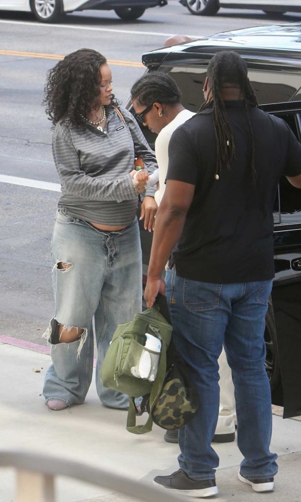 Rihanna in a Blue Ripped Jeans