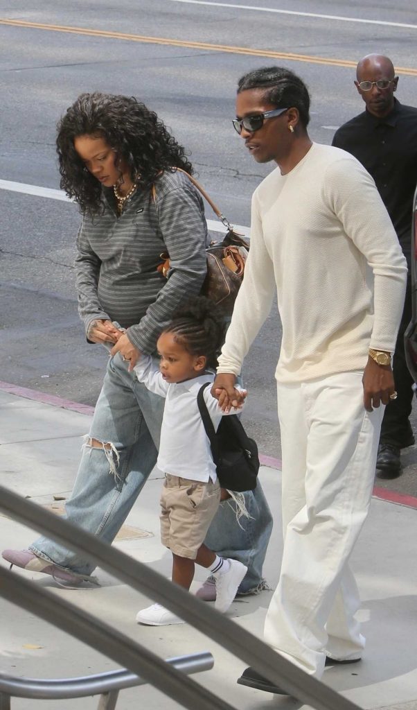 Rihanna in a Blue Ripped Jeans