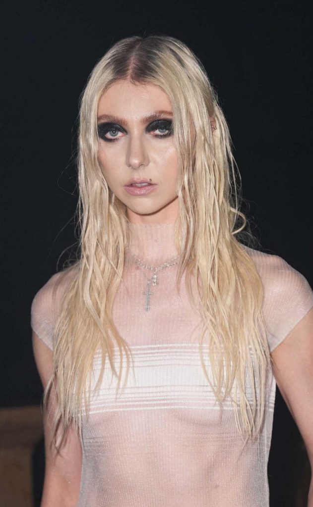 Taylor Momsen in a White See-Through Dress