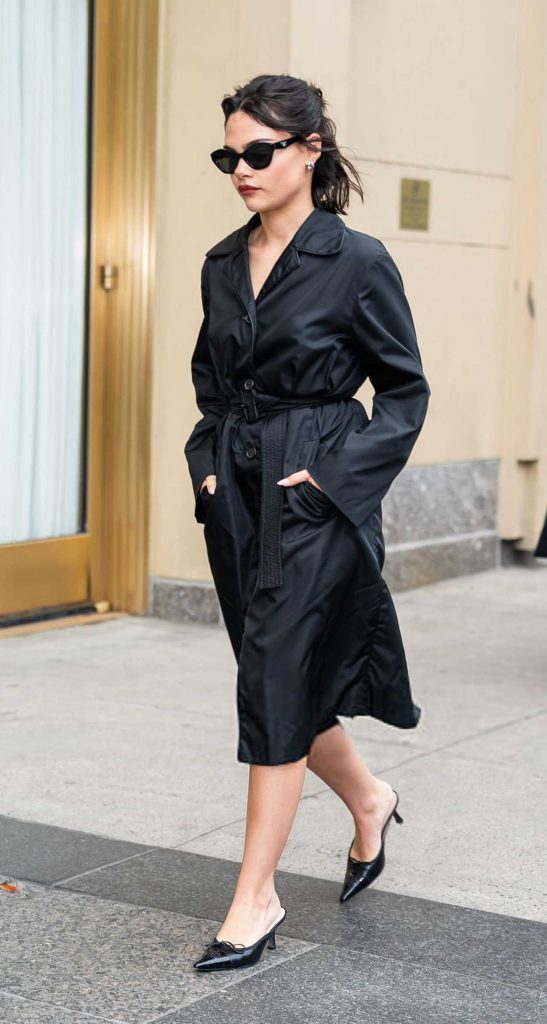 Ariana Greenblatt in a Black Trench Coat