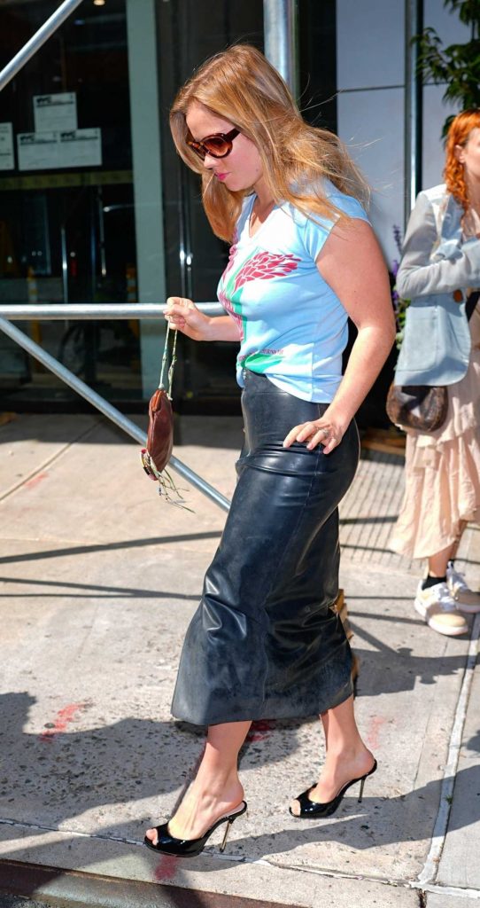 Lexee Smith in a Black Leather Skirt