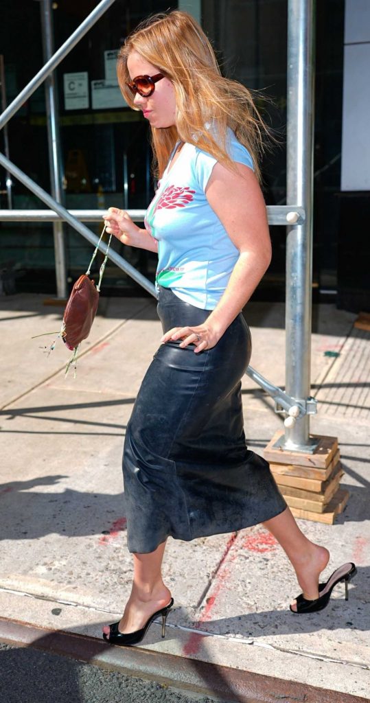 Lexee Smith in a Black Leather Skirt