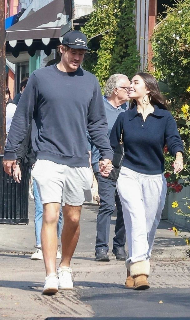 Madison Beer in a White Sweatpants