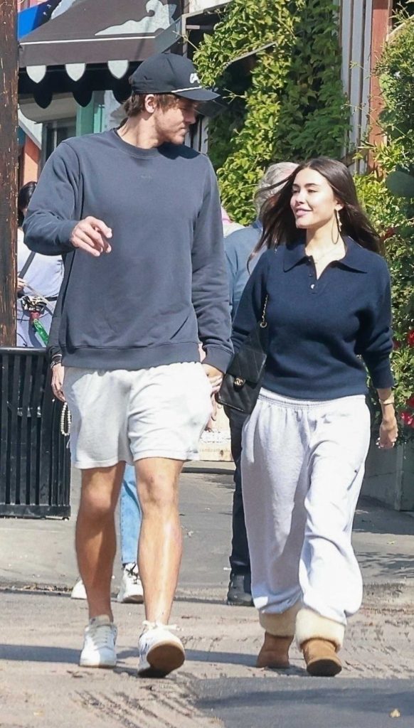 Madison Beer in a White Sweatpants