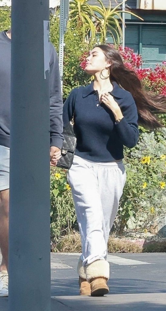 Madison Beer in a White Sweatpants