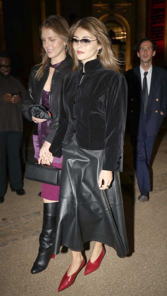 Olivia Jade in a Black Leather Skirt