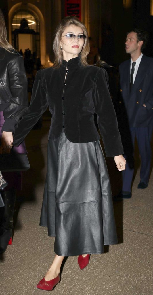 Olivia Jade in a Black Leather Skirt