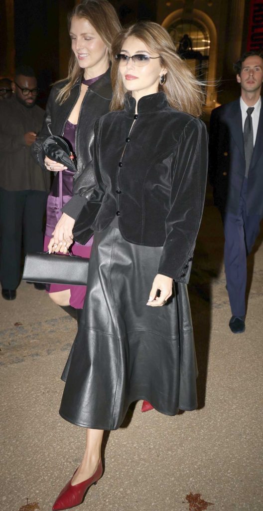 Olivia Jade in a Black Leather Skirt