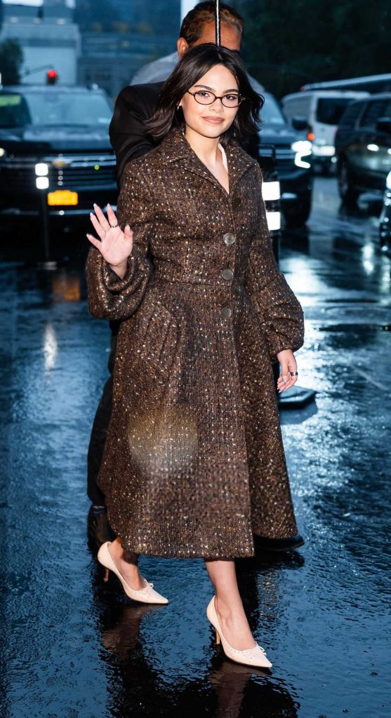 Ariana Greenblatt in a Brown Coat