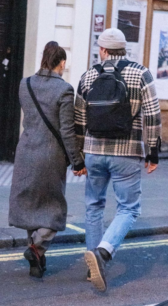 Daisy Ridley in a Grey Plaid Coat