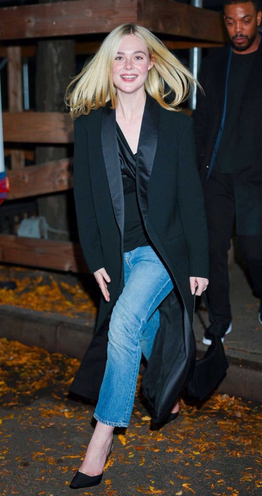 Elle Fanning in a Black Coat