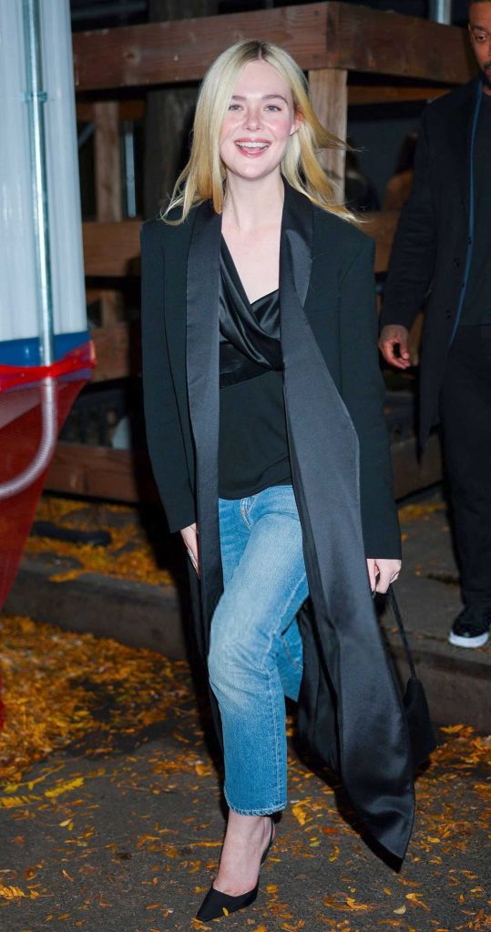 Elle Fanning in a Black Coat