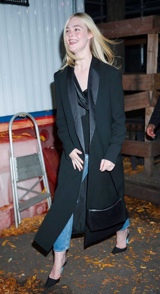 Elle Fanning in a Black Coat