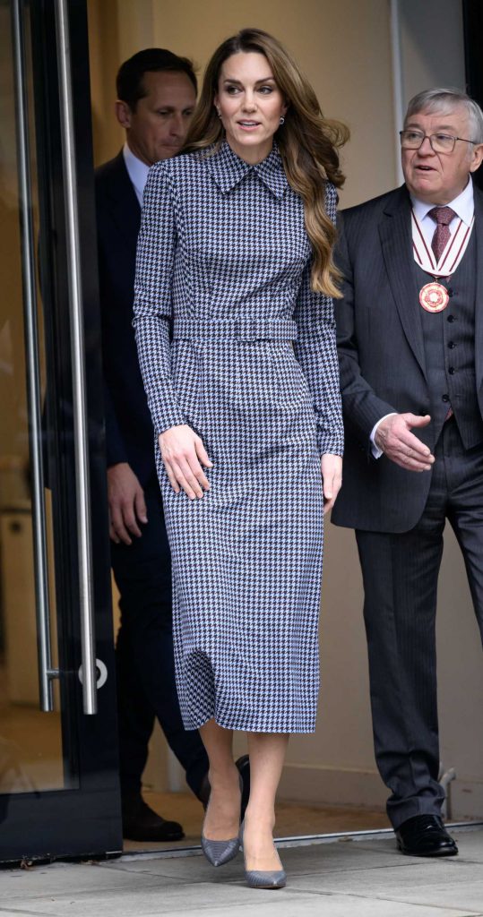 Kate Middleton in a Houndstooth Patterned Dress