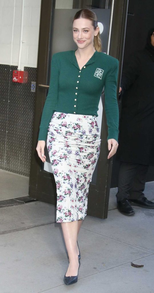 Lili Reinhart in a White Floral Skirt