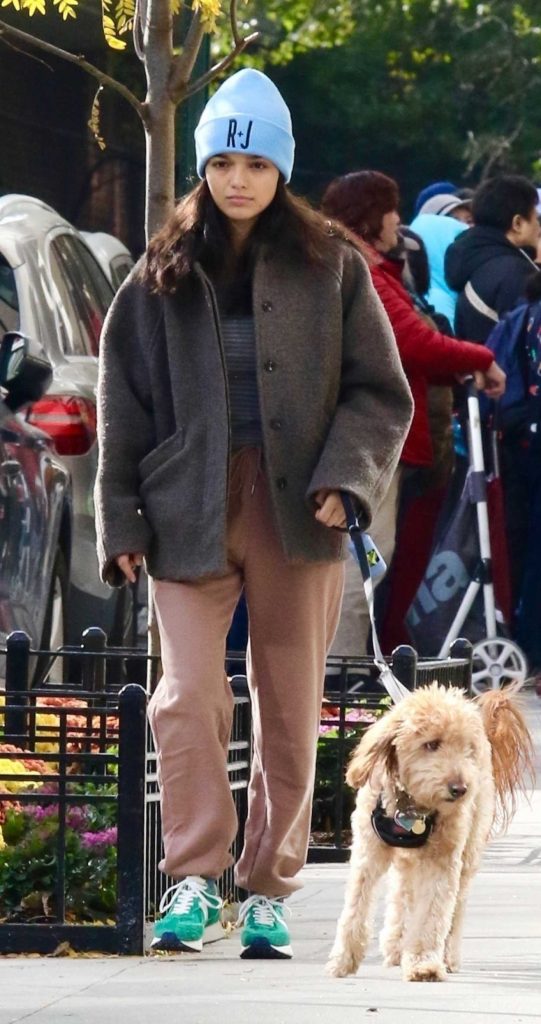 Rachel Zegler in a Baby Blue Beanie Hat