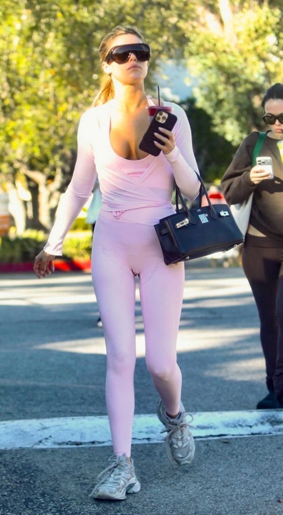 Brooks Nader in a Pink Workout Ensemble
