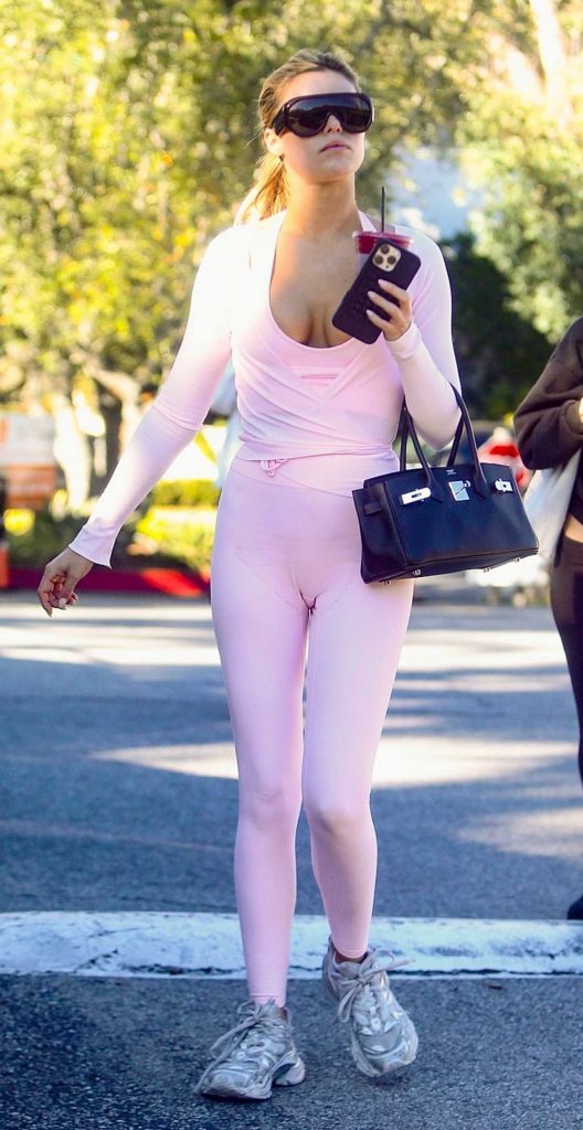 Brooks Nader in a Pink Workout Ensemble