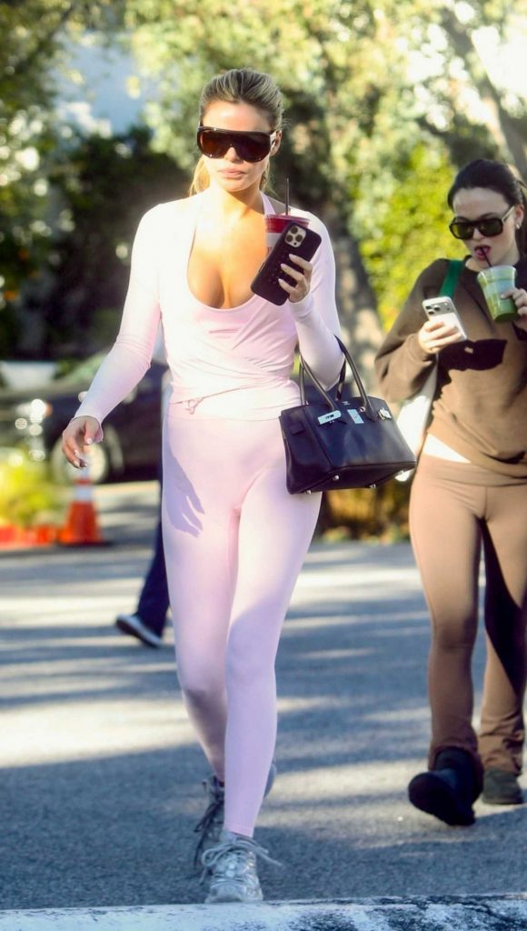 Brooks Nader in a Pink Workout Ensemble