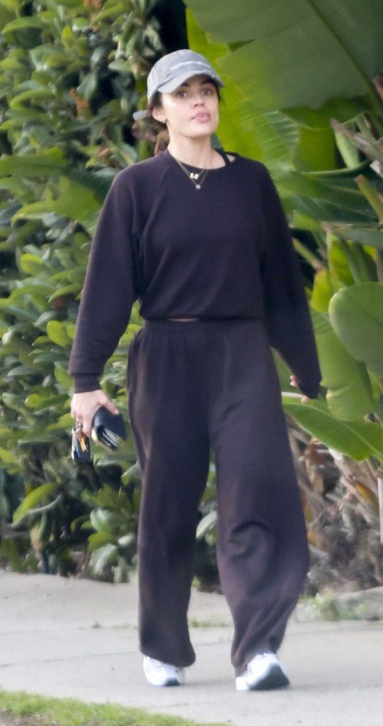 Lucy Hale in a Black Sweatsuit