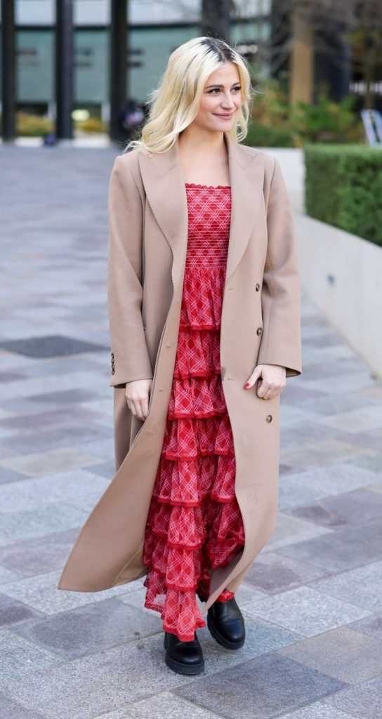 Pixie Lott in a Beige Coat