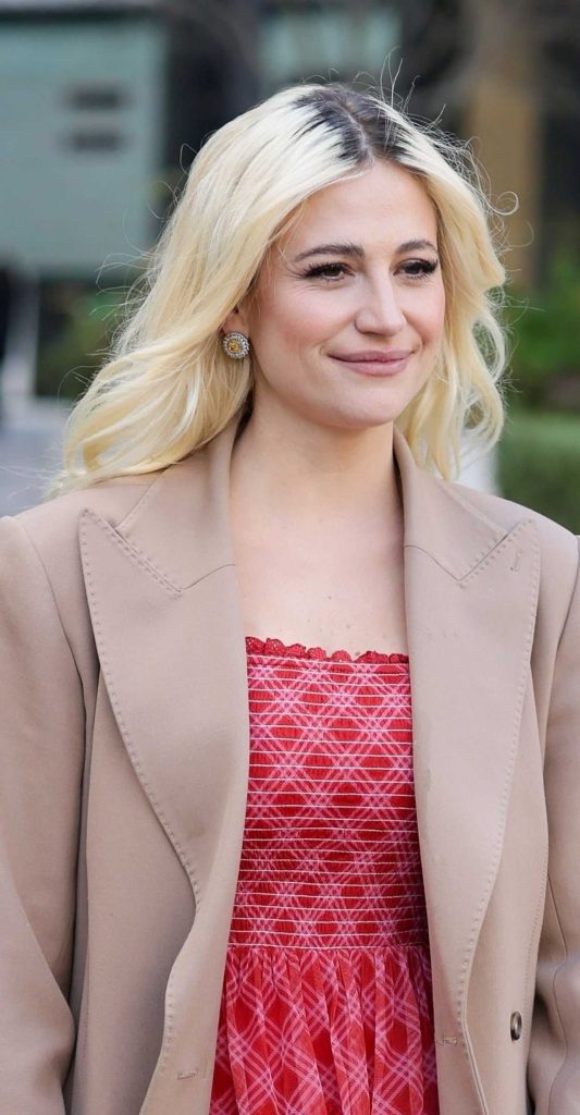 Pixie Lott in a Beige Coat