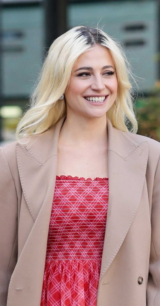 Pixie Lott in a Beige Coat