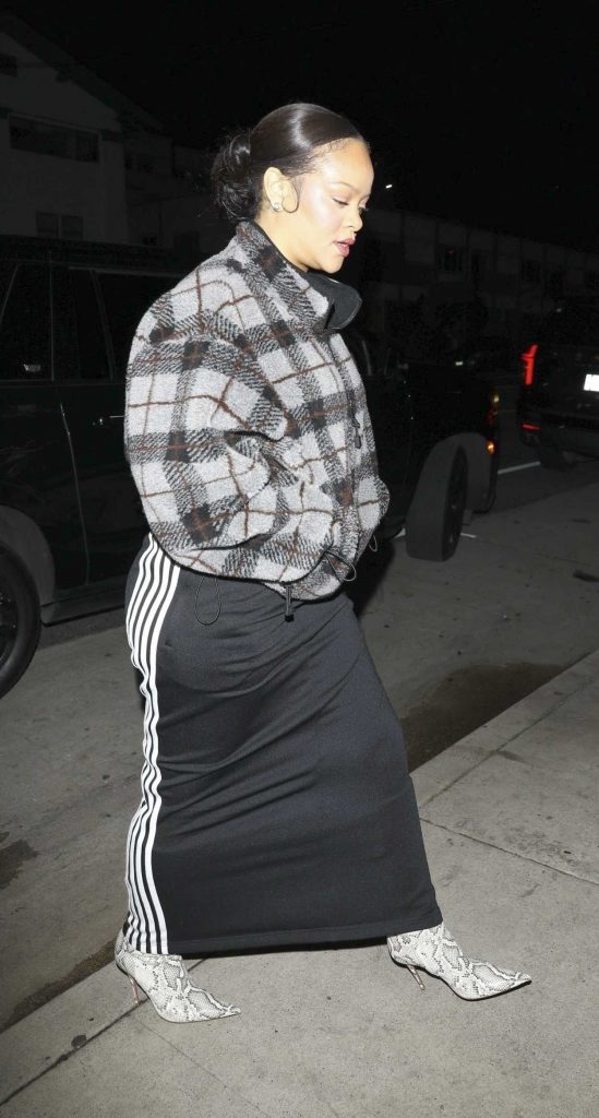 Rihanna in a Grey Plaid Jacket