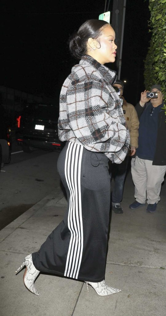 Rihanna in a Grey Plaid Jacket
