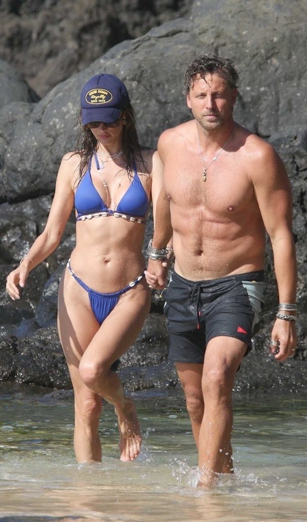 Alessandra Ambrosio in a Blue Bikini