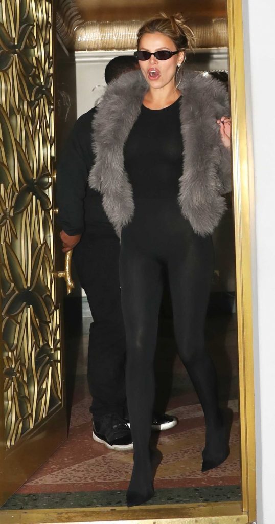 Brooks Nader in a Grey Fur Coat