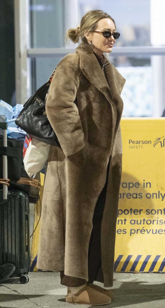 Hilary Duff in a Tan Fur Coat