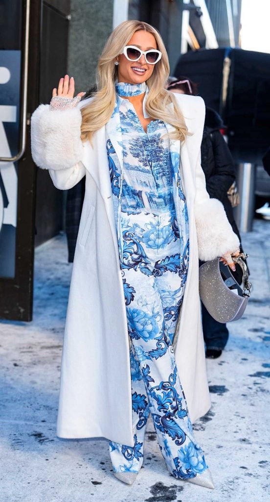 Paris Hilton in a White Coat