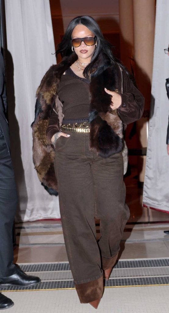 Rihanna in a Brown Ensemble