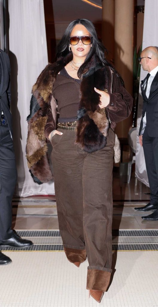 Rihanna in a Brown Ensemble