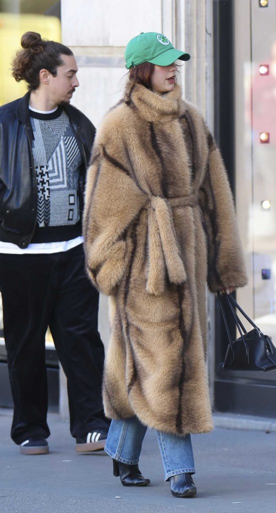 Dua Lipa in a Beige Fur Coat