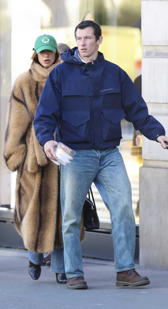 Dua Lipa in a Beige Fur Coat