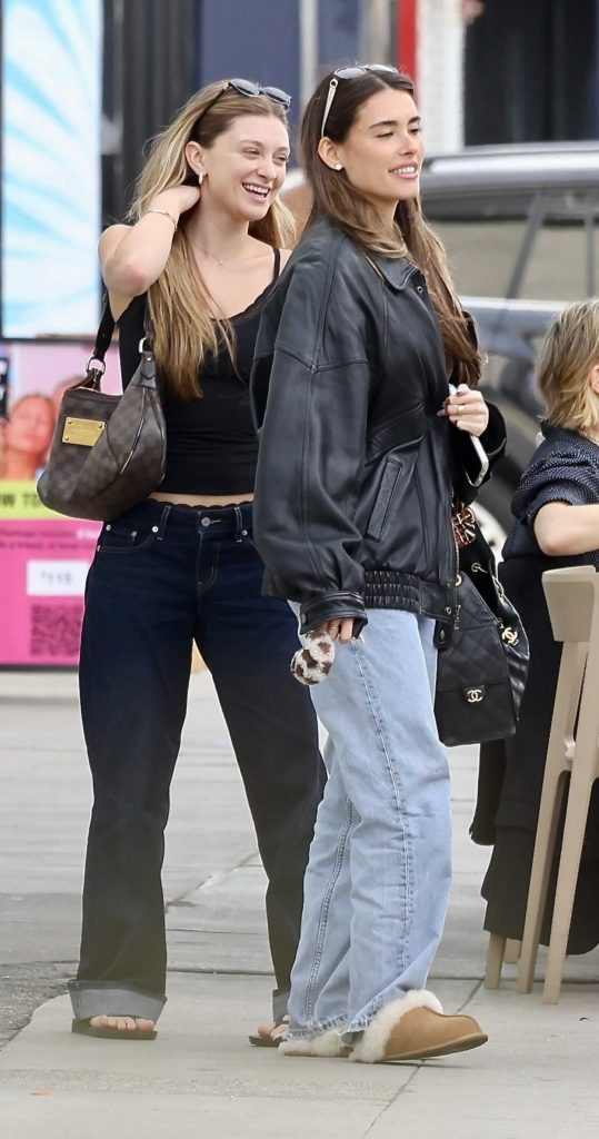 Madison Beer in a Black Leather Jacket