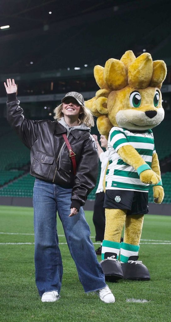 Sydney Sweeney in a Black Leather Jacket