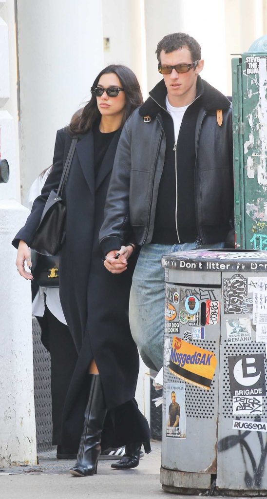 Dua Lipa in a Black Coat