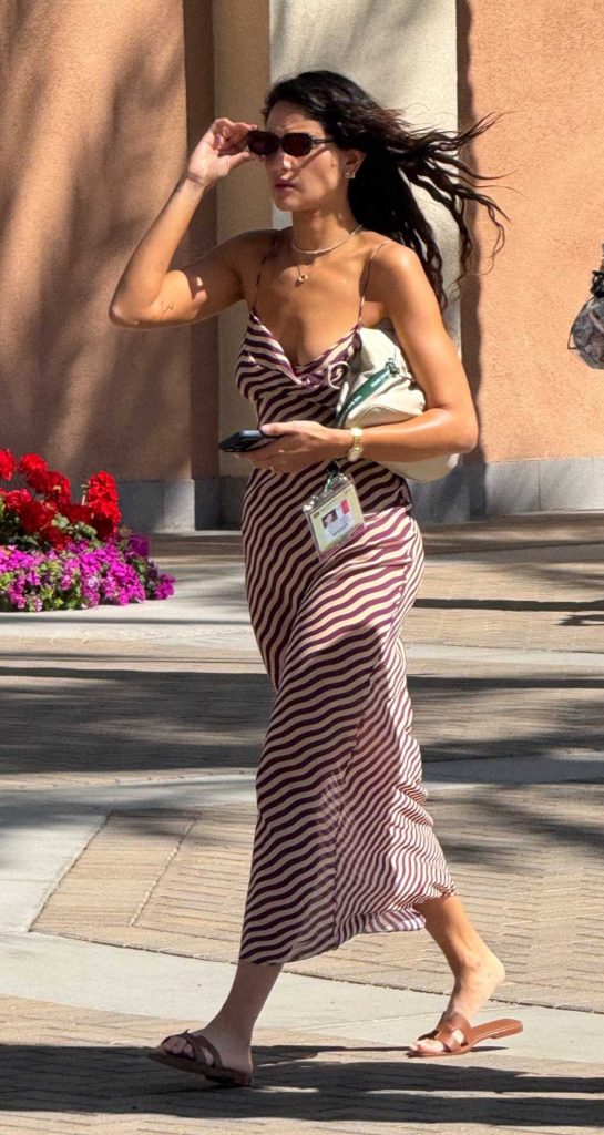 Eiza Gonzalez in a Striped Dress